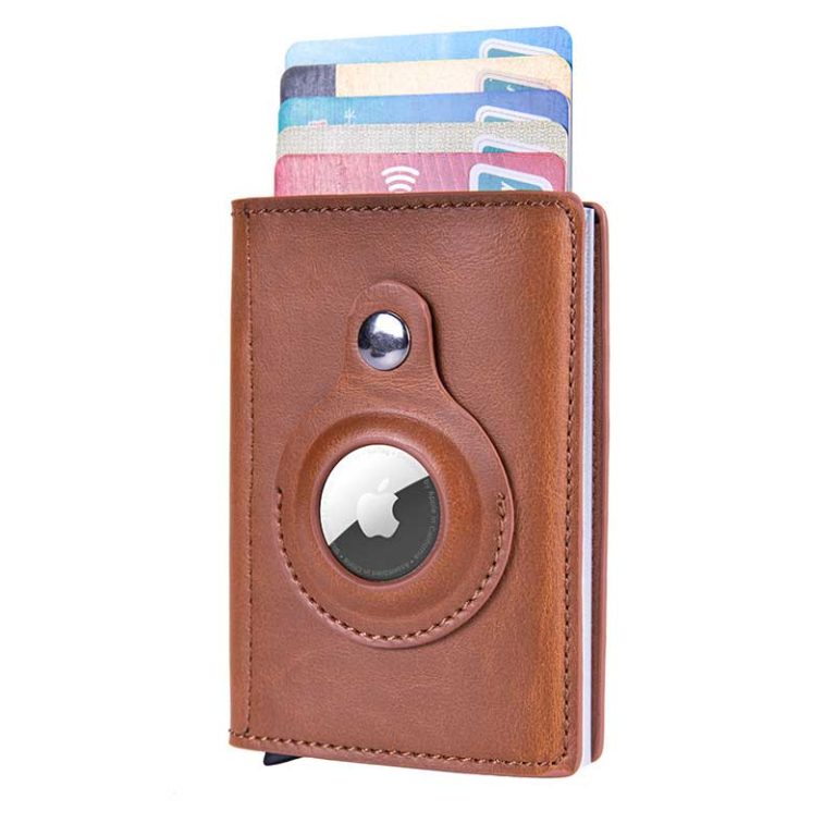 Airtag leather RFID blocking slim wallet