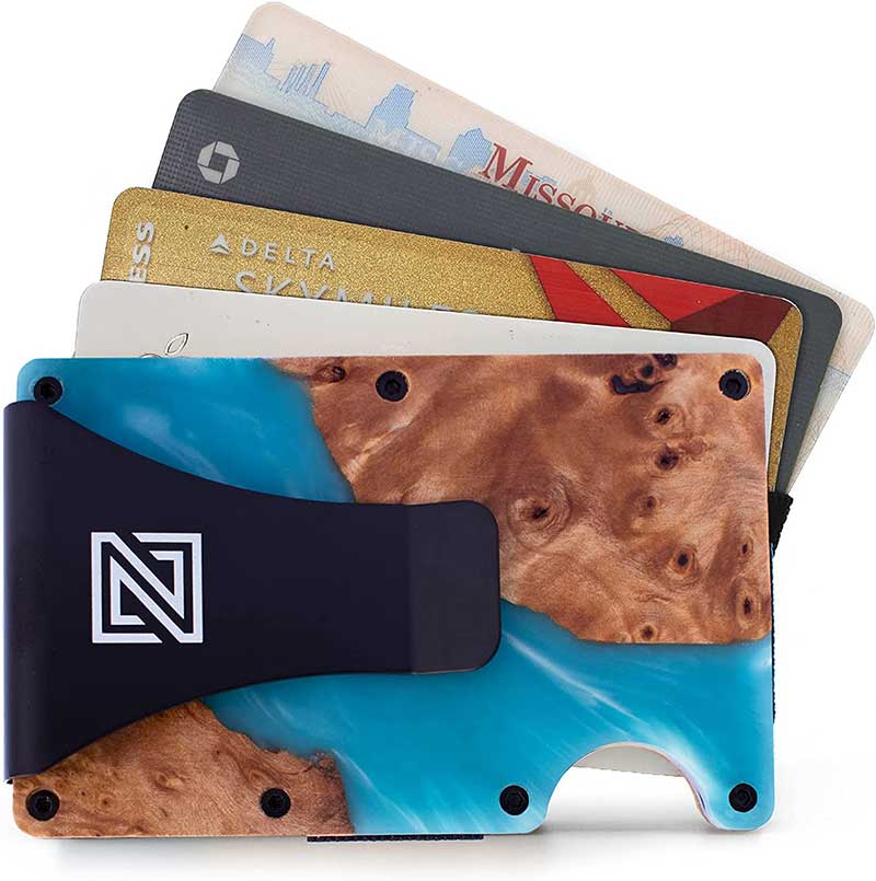 流れる樹脂デザインの木製財布 (1)