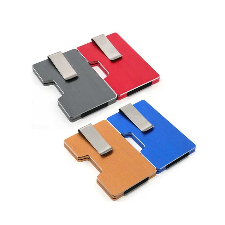 Brushed Aluminum RFID Blocking Credit Card wallet with Money clip (1)